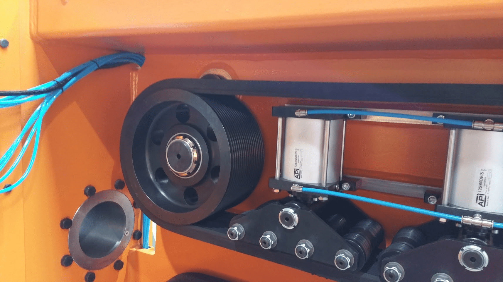 closeup of belt inside of a machine