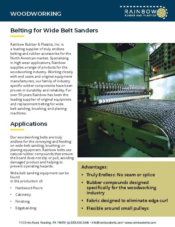 Belting for wide belt sanders